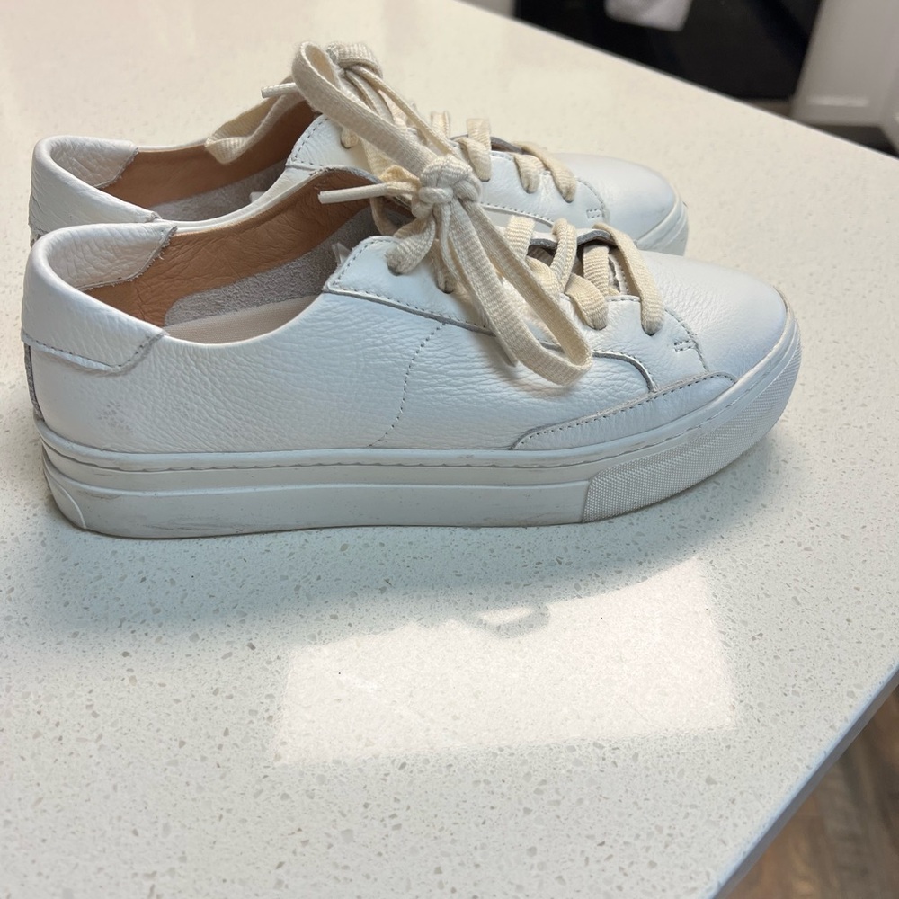 Soludos White Leather Platform Sneakers